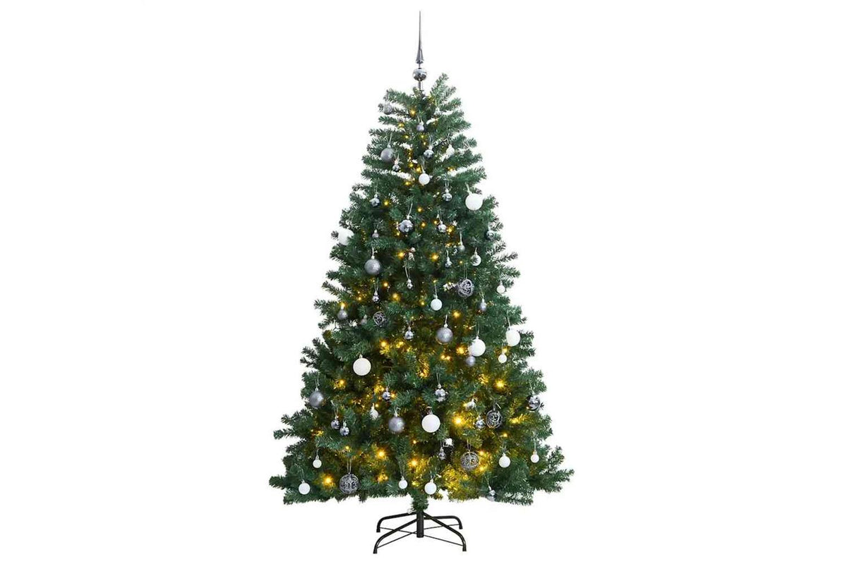 Vidaxl Artificial Hinged Christmas Tree 300 Leds Ball Set 210 Cm