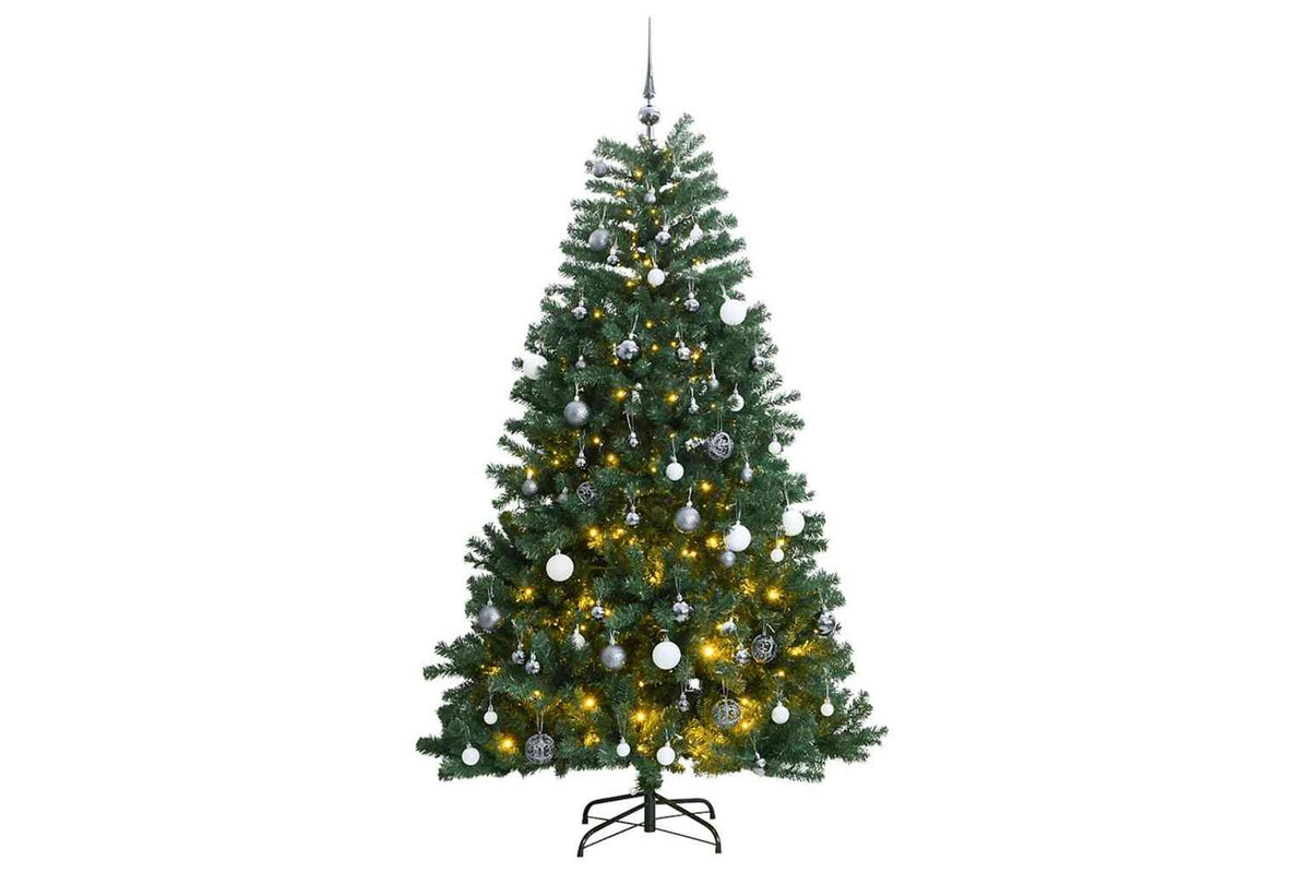 Vidaxl Artificial Hinged Christmas Tree 300 Leds Ball Set 240 Cm