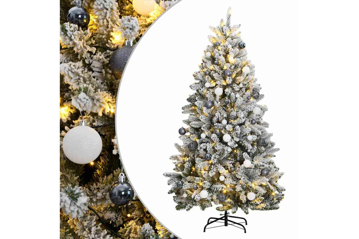 Vidaxl Artificial Hinged Christmas Tree 300 Leds Ball Set 180 Cm