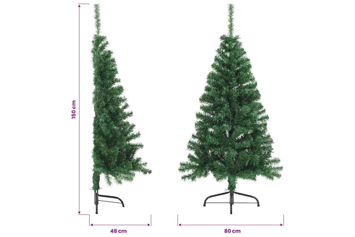 Vidaxl Artificial Half Christmas Tree With Stand Green 150 Cm Pvc-10