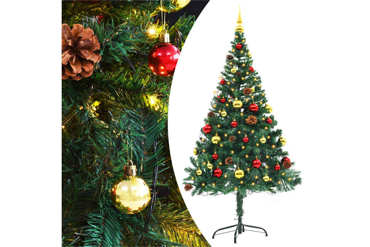 Vidaxl Artificial Pre-lit Christmas Tree With Baubles Green 150 Cm