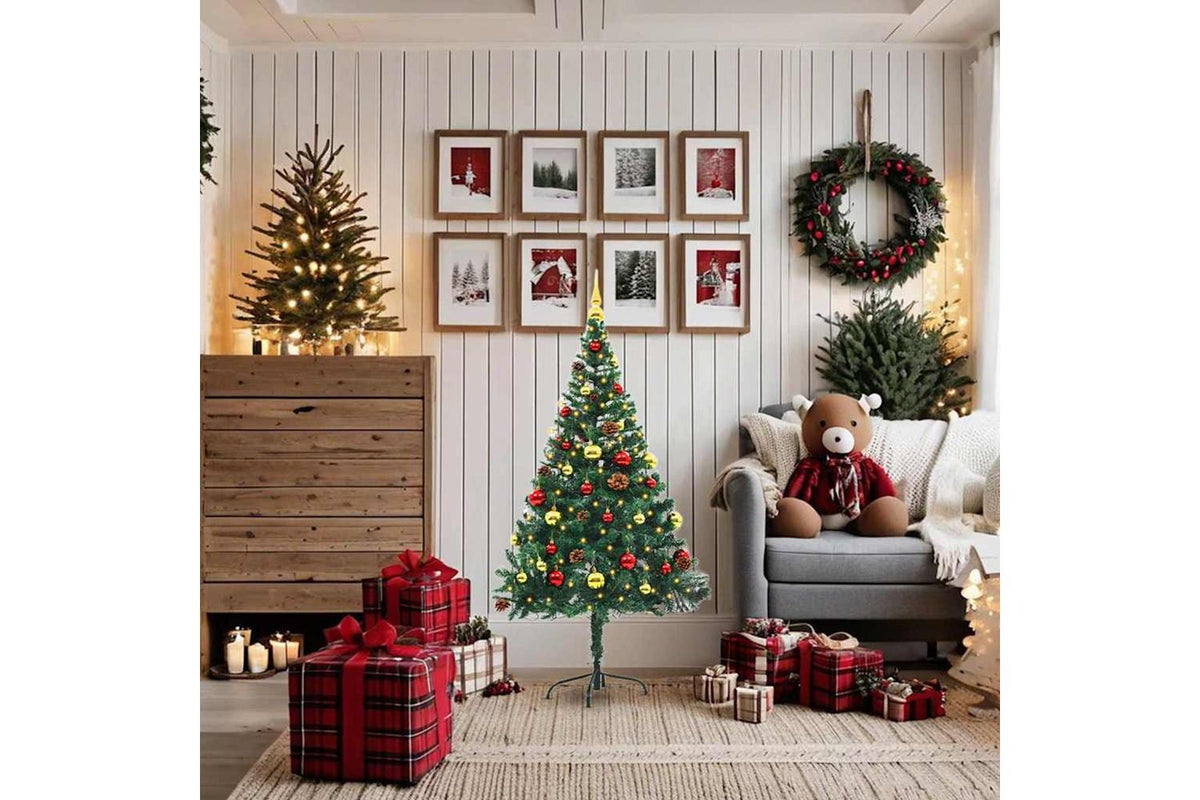 Vidaxl Artificial Pre-lit Christmas Tree With Baubles Green 150 Cm-2