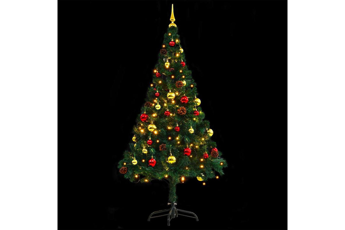 Vidaxl Artificial Pre-lit Christmas Tree With Baubles Green 150 Cm-3
