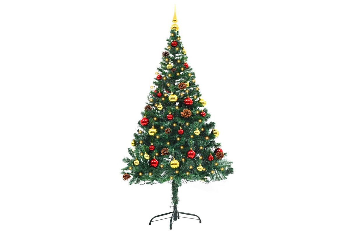 Vidaxl Artificial Pre-lit Christmas Tree With Baubles Green 150 Cm-6