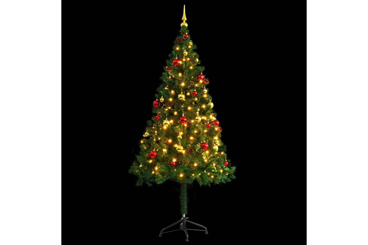 Vidaxl Artificial Pre-lit Christmas Tree With Baubles Green 180 Cm-3