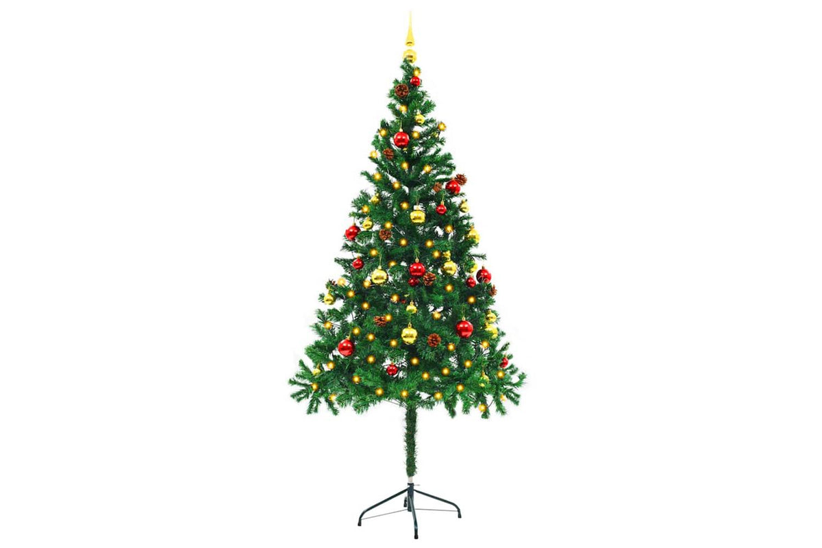 Vidaxl Artificial Pre-lit Christmas Tree With Baubles Green 180 Cm-6