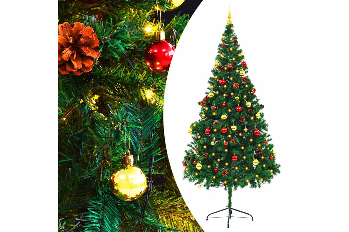 Vidaxl Artificial Pre-lit Christmas Tree With Baubles Green 210 Cm