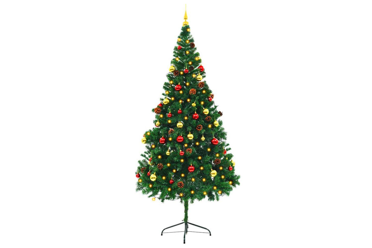 Vidaxl Artificial Pre-lit Christmas Tree With Baubles Green 210 Cm-5