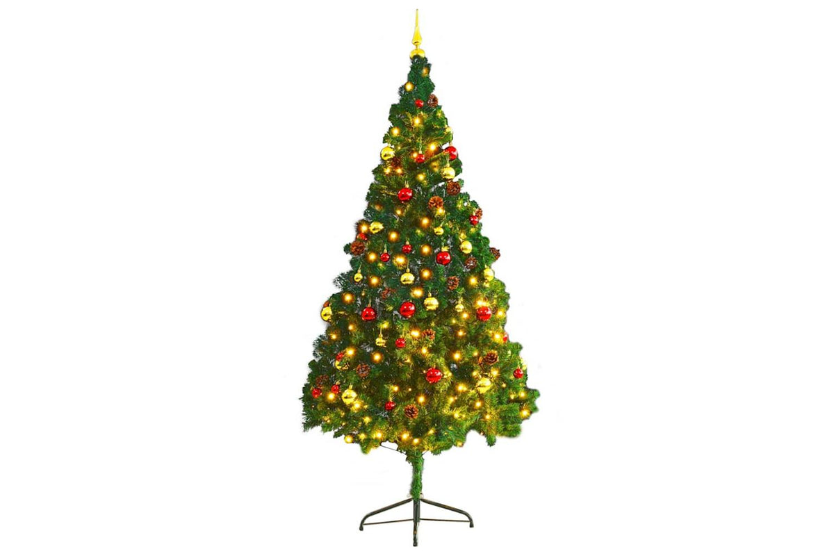 Vidaxl Artificial Pre-lit Christmas Tree With Baubles Green 210 Cm-6
