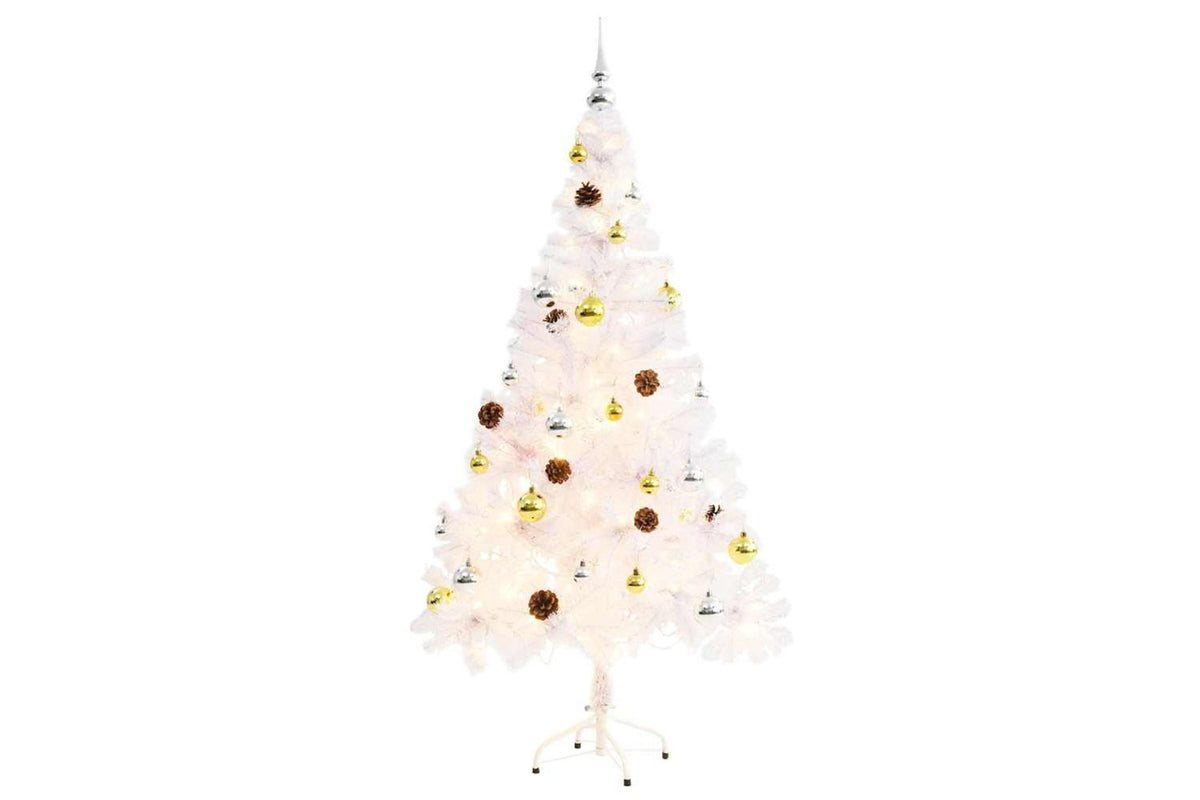 Vidaxl Artificial Pre-lit Christmas Tree With Baubles White 150 Cm-2