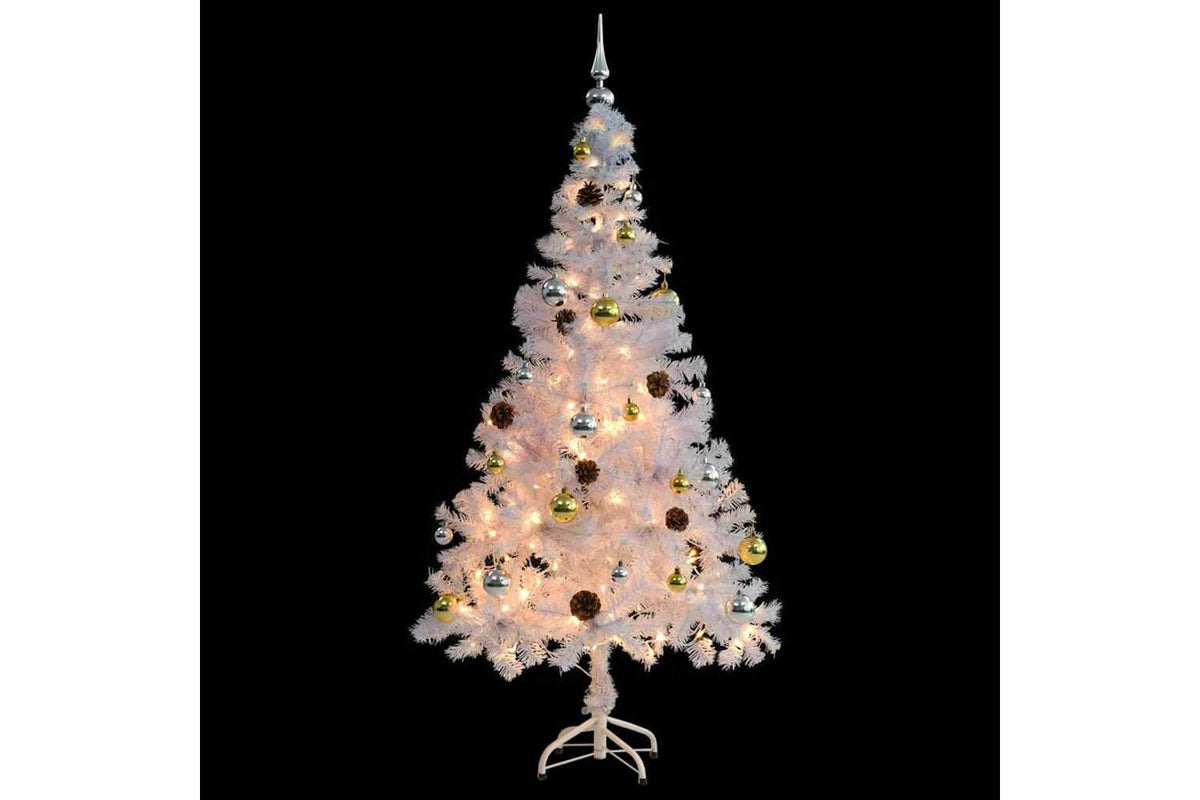 Vidaxl Artificial Pre-lit Christmas Tree With Baubles White 150 Cm-4