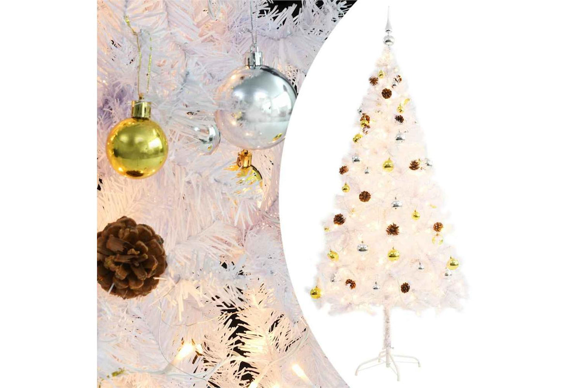 Vidaxl Artificial Pre-lit Christmas Tree With Baubles White 180 Cm-2