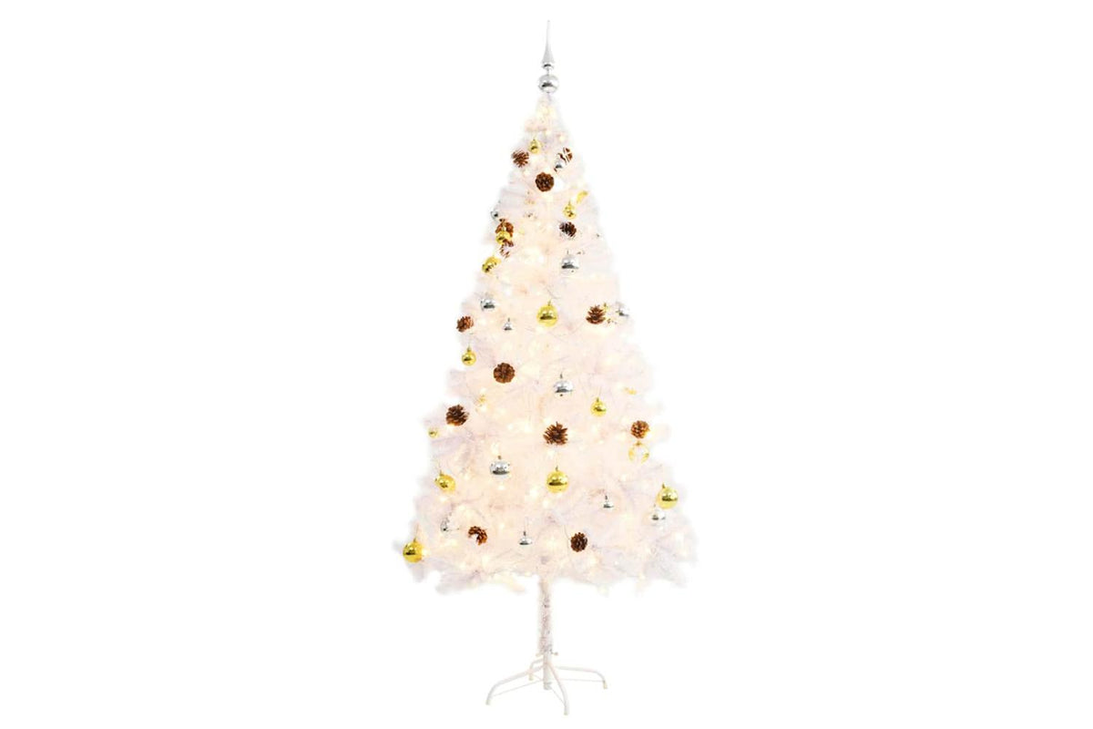 Vidaxl Artificial Pre-lit Christmas Tree With Baubles White 180 Cm-4