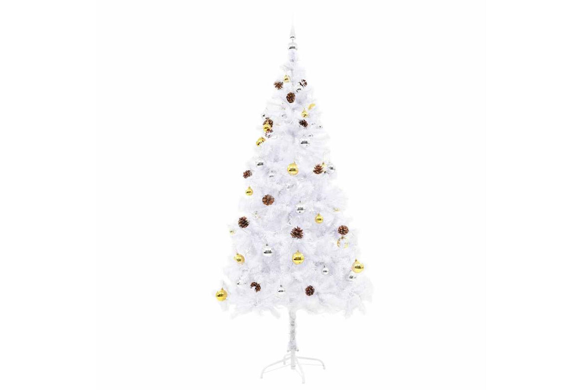 Vidaxl Artificial Pre-lit Christmas Tree With Baubles White 180 Cm-5