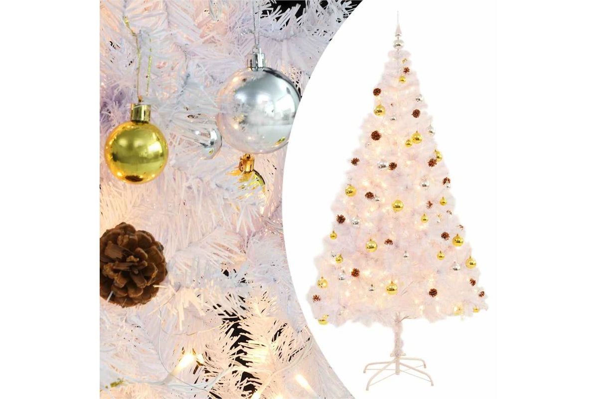 Vidaxl Artificial Pre-lit Christmas Tree With Baubles White 210 Cm-2