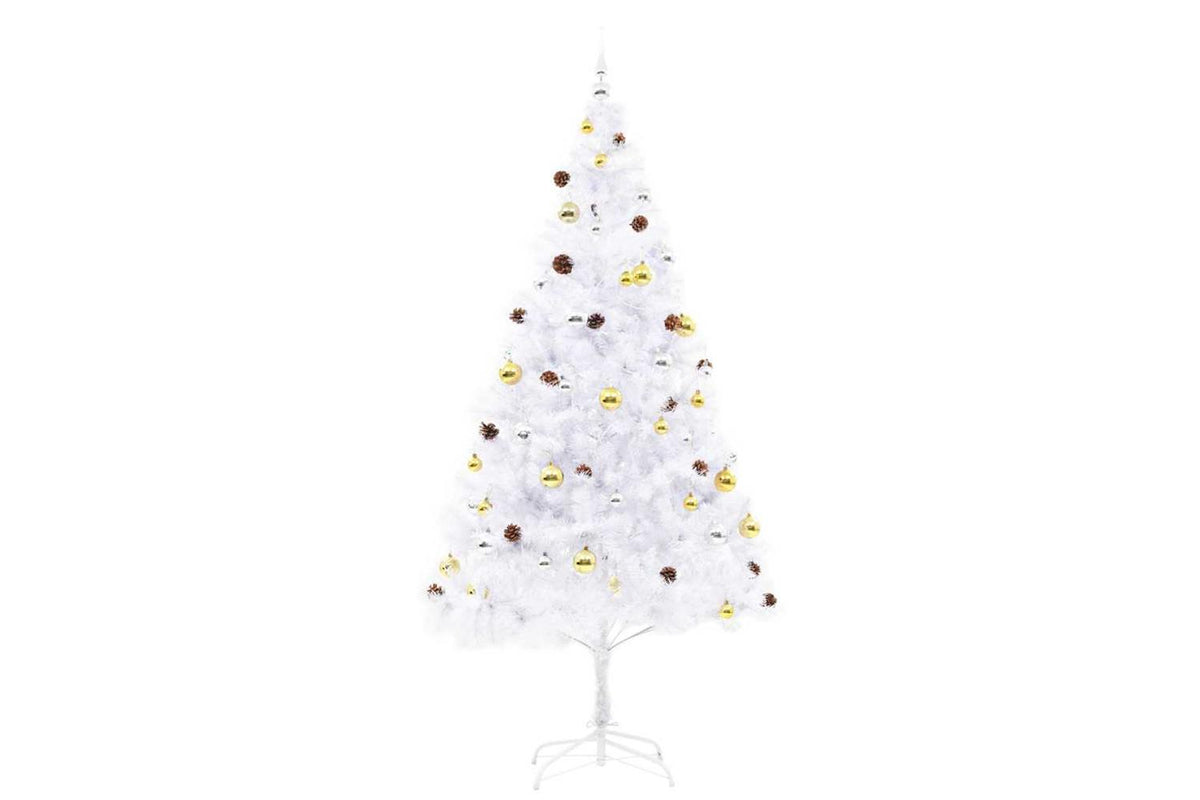 Vidaxl Artificial Pre-lit Christmas Tree With Baubles White 210 Cm-5