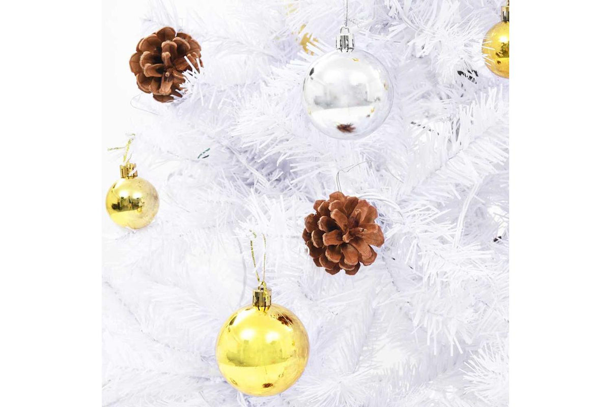 Vidaxl Artificial Pre-lit Christmas Tree With Baubles White 210 Cm-7