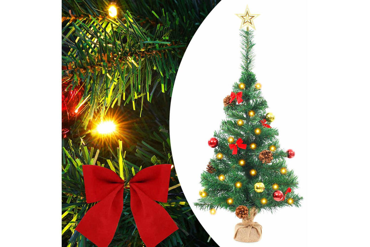 Vidaxl Artificial Pre-lit Christmas Tree With Baubles Green 64 Cm
