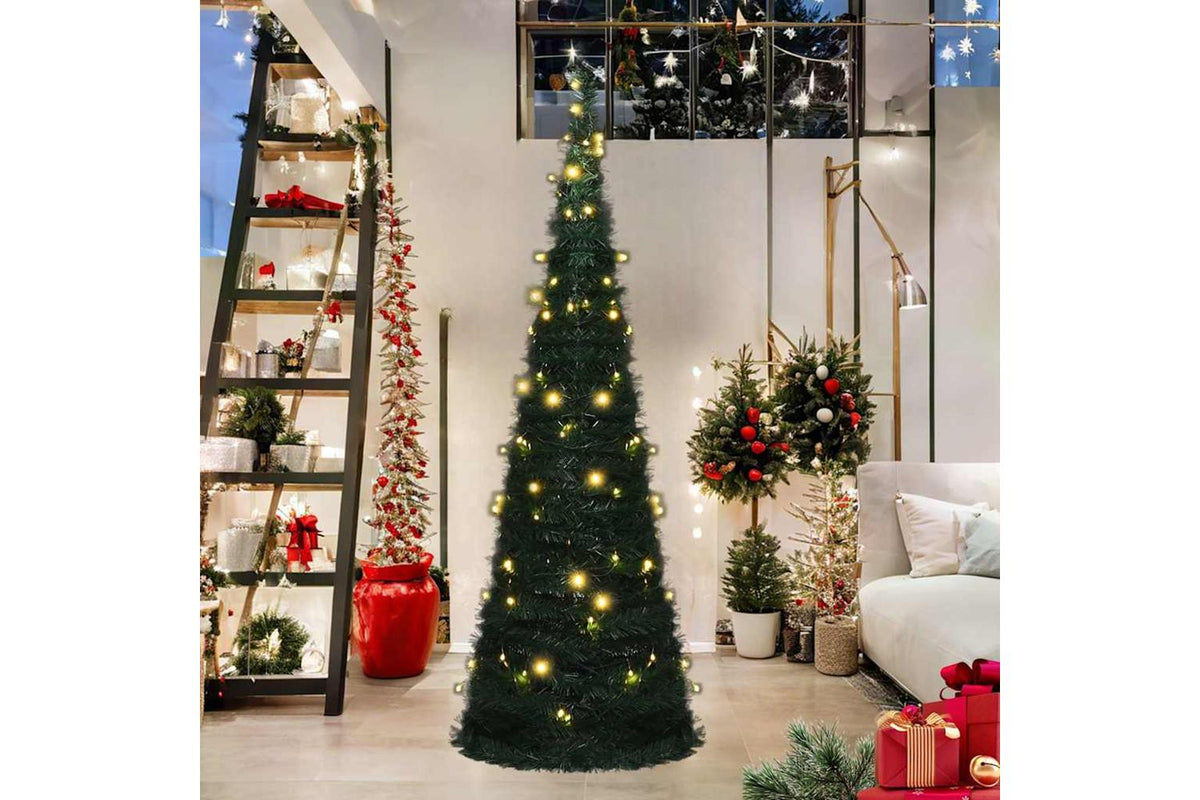 Vidaxl Pop-up String Artificial Pre-lit Christmas Tree Green 180 Cm-2