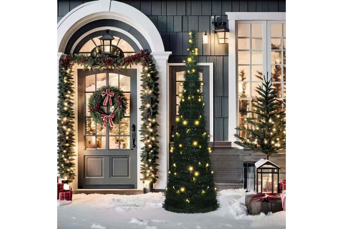 Vidaxl Pop-up String Artificial Pre-lit Christmas Tree Green 210 Cm-2