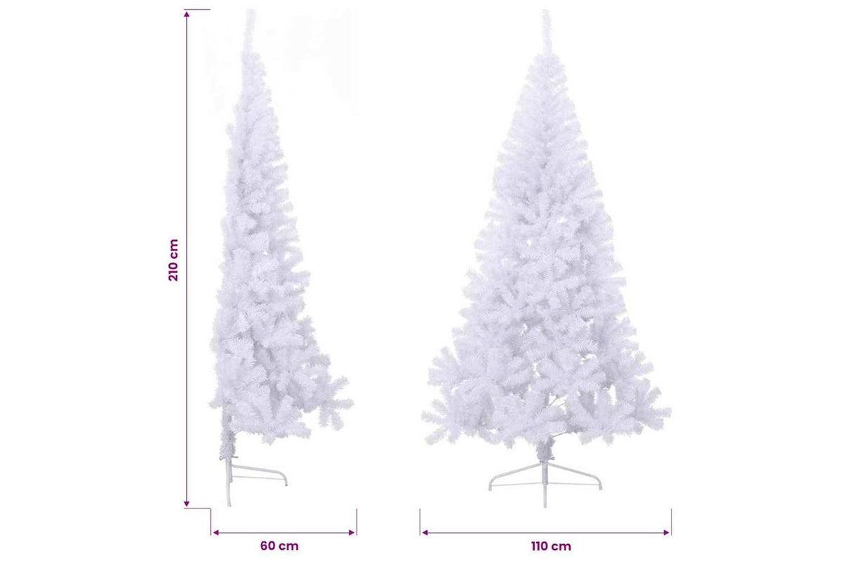 Vidaxl Artificial Half Christmas Tree With Stand White 210 Cm Pvc-9