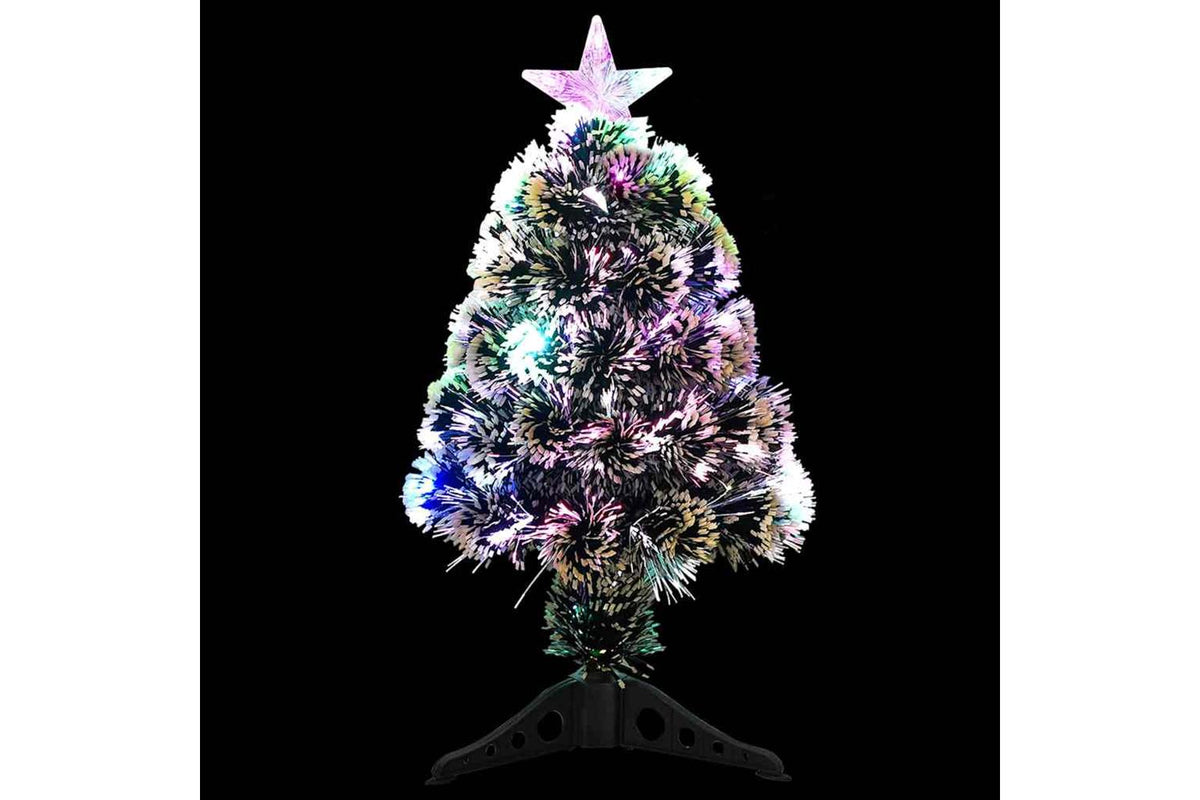 Vidaxl Pre-lit Christmas Tree Green And White 64 Cm Fibre Optic-3