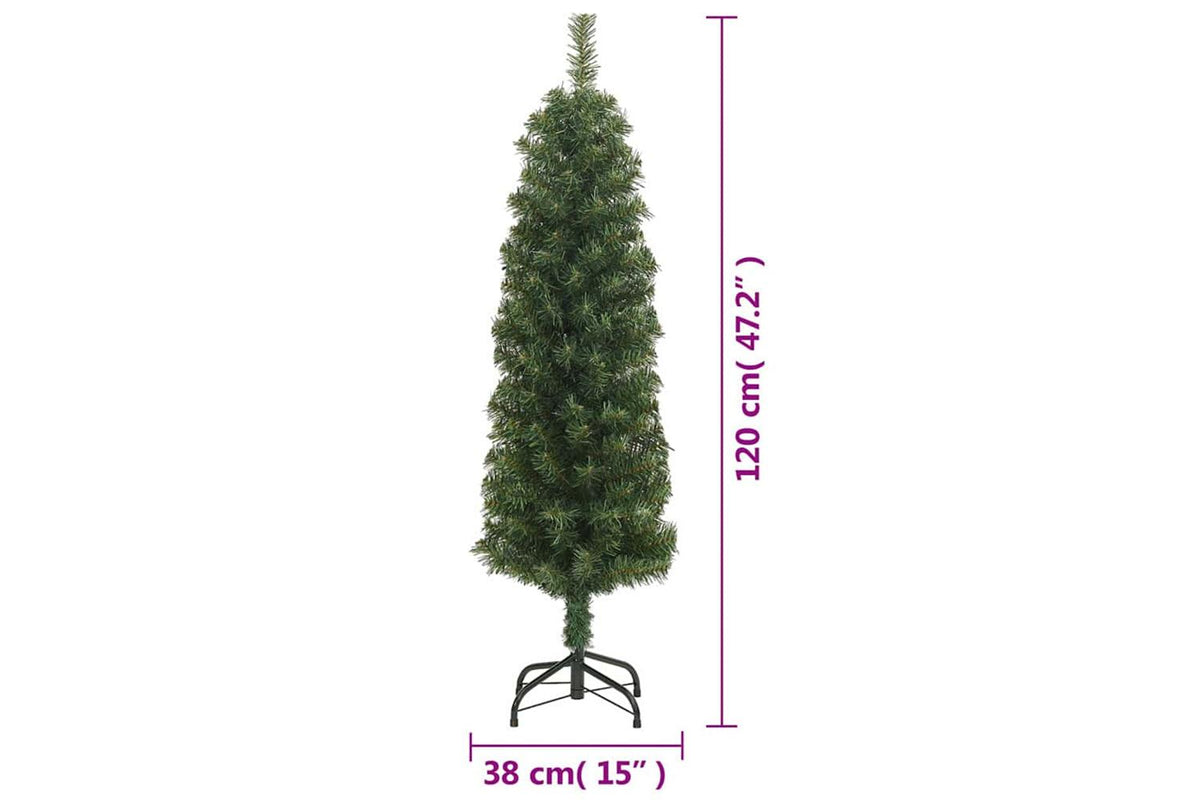 Vidaxl Slim Artificial Christmas Tree With Stand Green 120 Cm Pvc-7