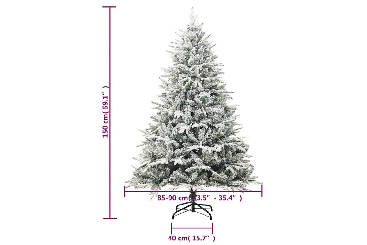 Vidaxl Artificial Christmas Tree With Flocked Snow Green 150 Cm Pvc-7