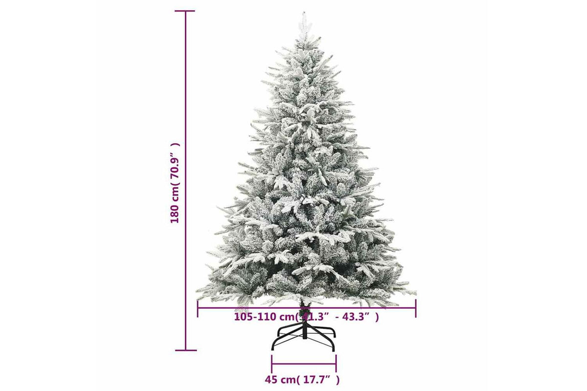 Vidaxl Artificial Christmas Tree With Flocked Snow Green 180 Cm Pvc-7