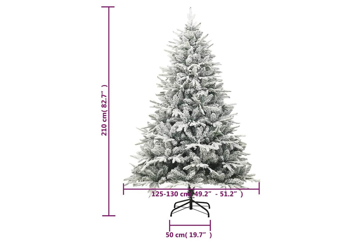 Vidaxl Artificial Christmas Tree With Flocked Snow Green 210 Cm Pvc-6