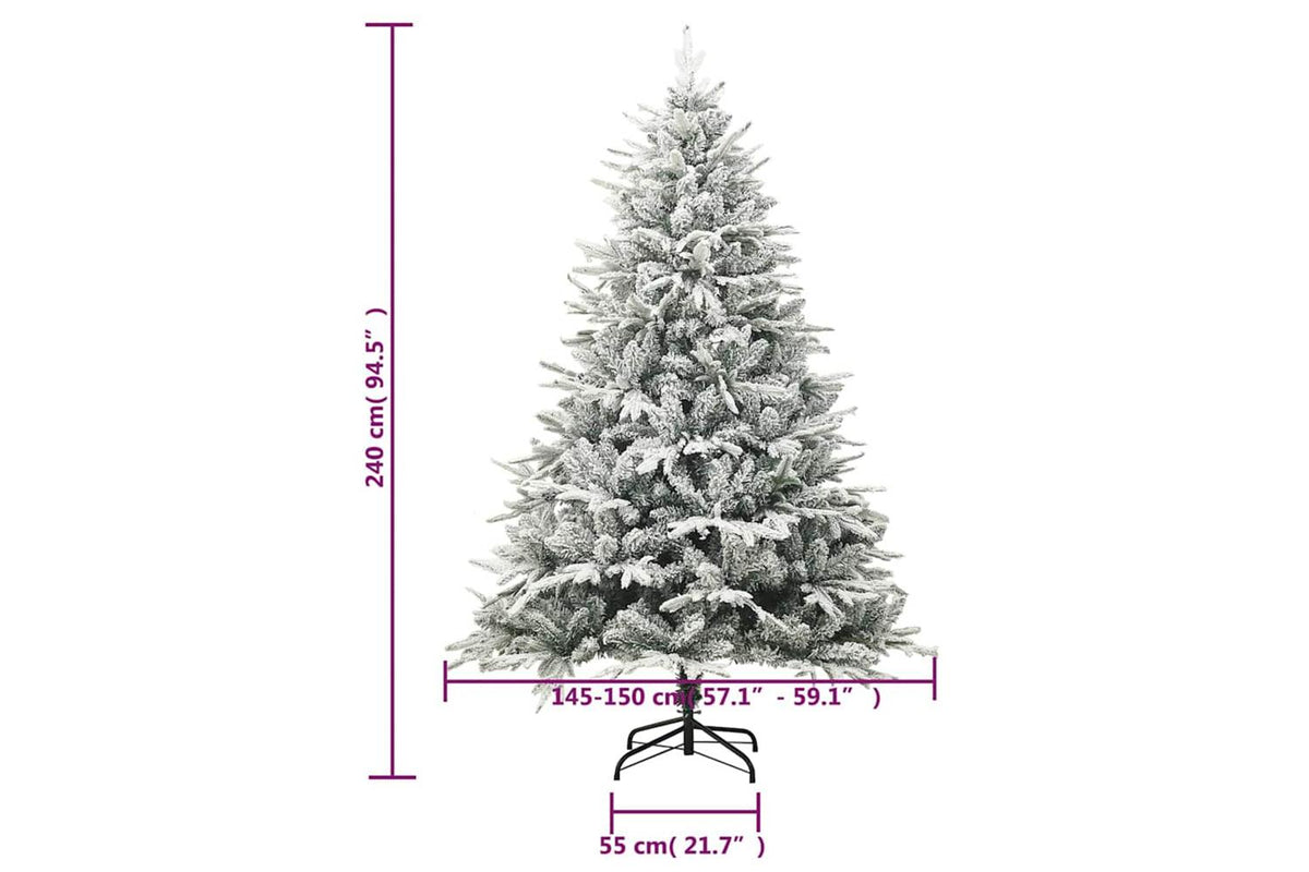 Vidaxl Artificial Christmas Tree With Flocked Snow Green 240 Cm Pvc-6