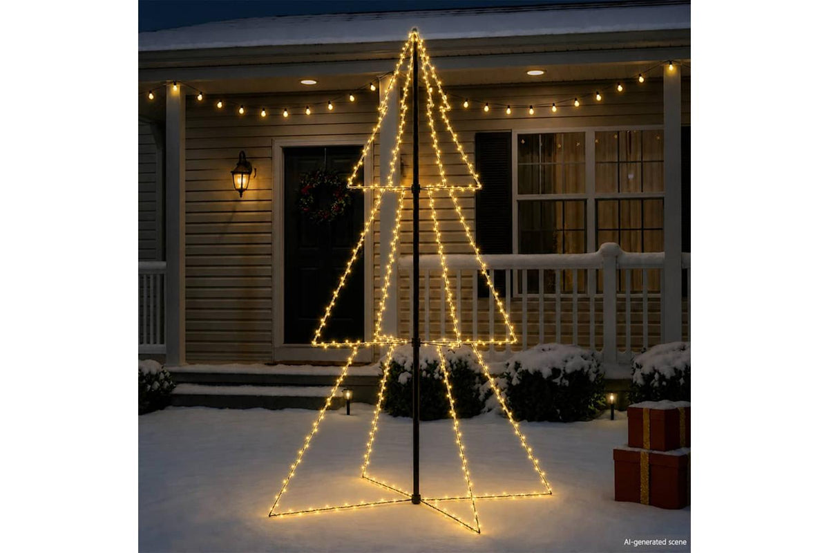 Vidaxl Christmas Cone Tree 300 Leds Indoor And Outdoor 120x220 Cm-3