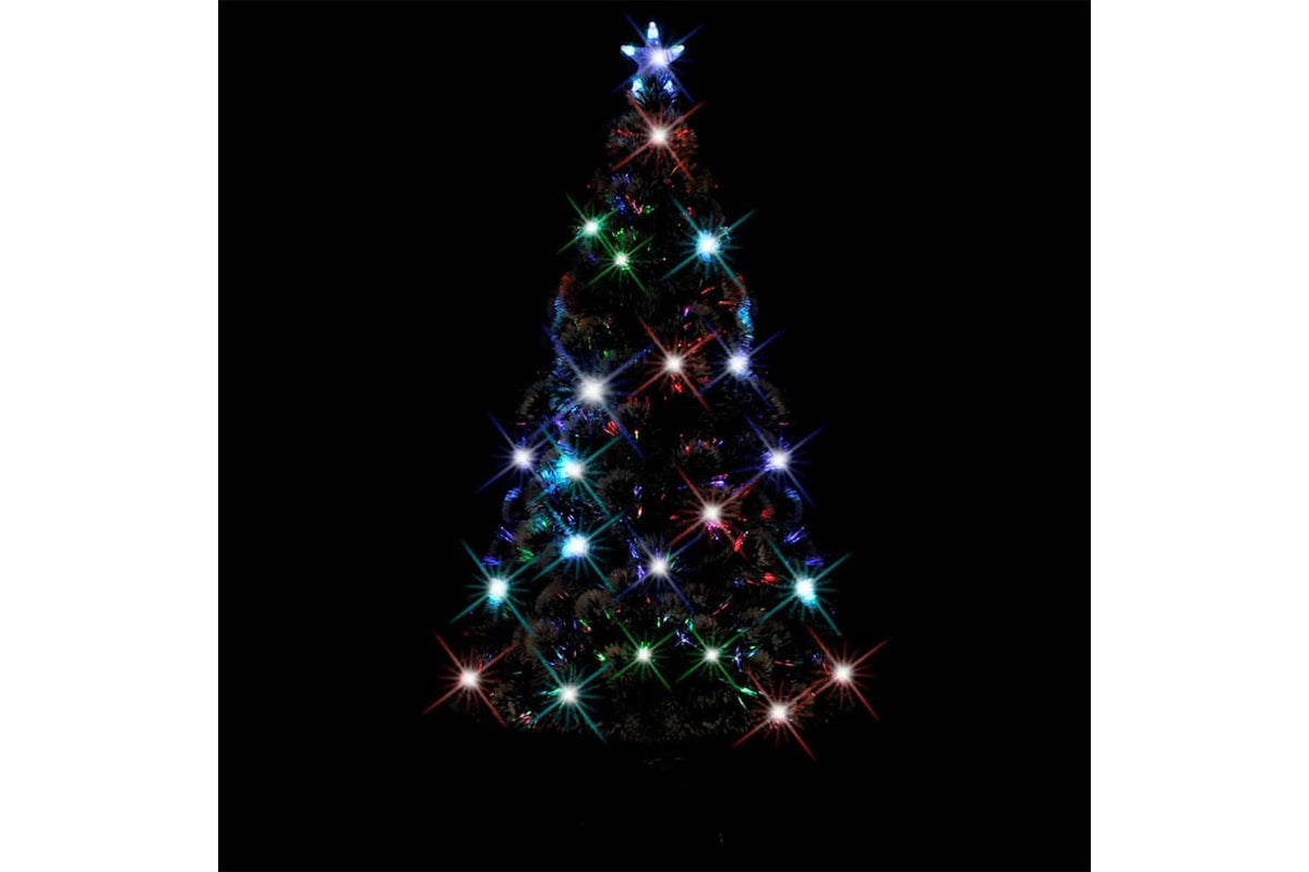 Vidaxl Pre-lit Christmas Tree Green And White 150 Cm Fibre Optic-3