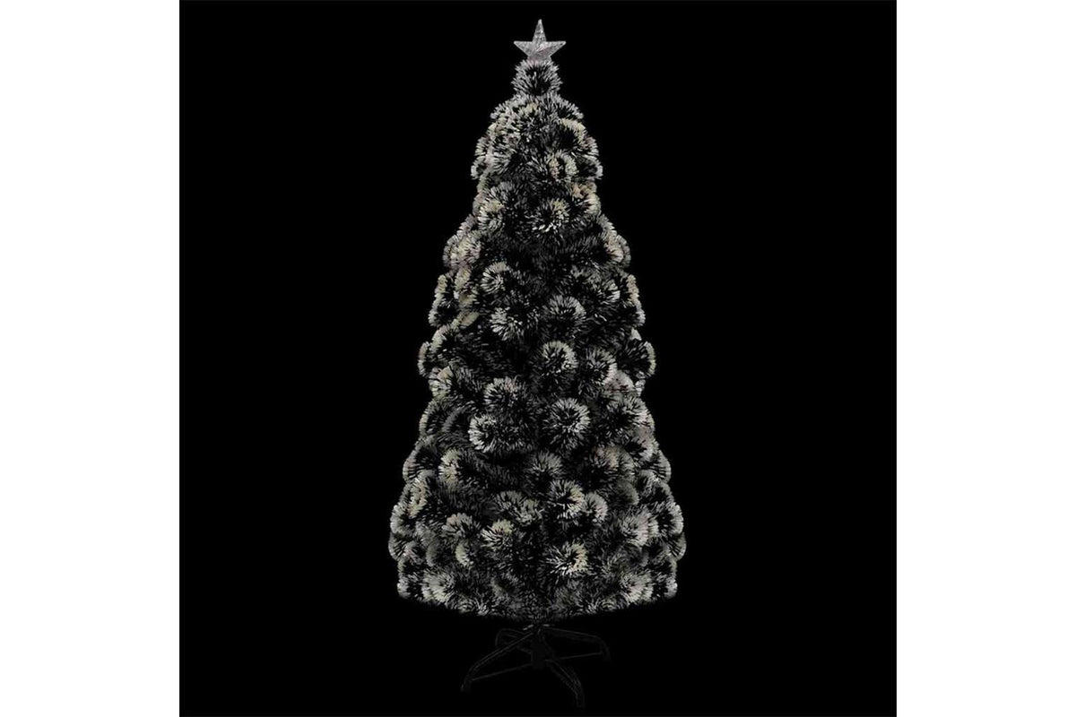 Vidaxl Pre-lit Christmas Tree Green And White 150 Cm Fibre Optic-4