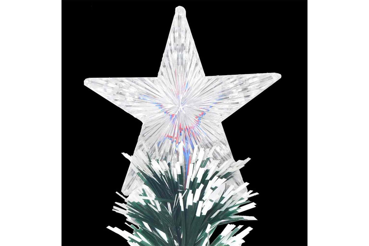 Vidaxl Pre-lit Christmas Tree Green And White 150 Cm Fibre Optic-7