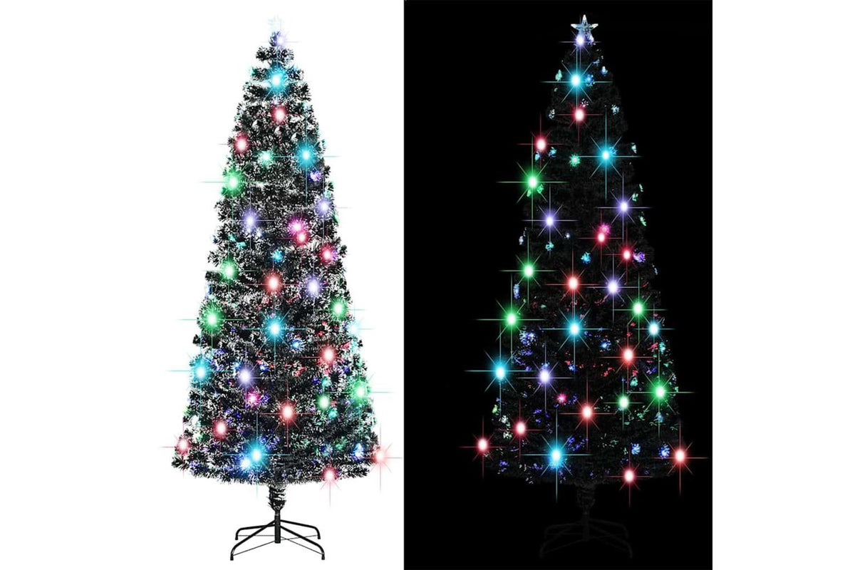 Vidaxl Pre-lit Christmas Tree Green And White 240 Cm Fibre Optic