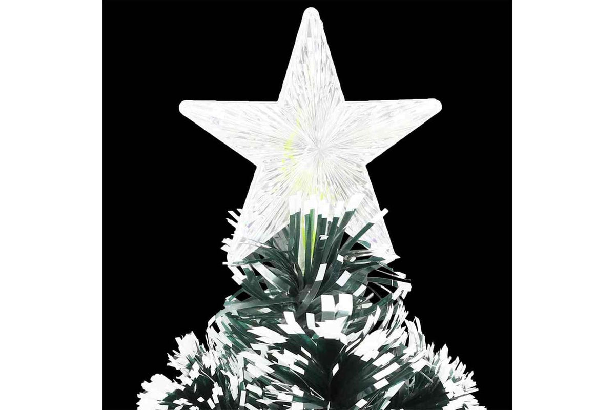 Vidaxl Pre-lit Christmas Tree Green And White 240 Cm Fibre Optic-5