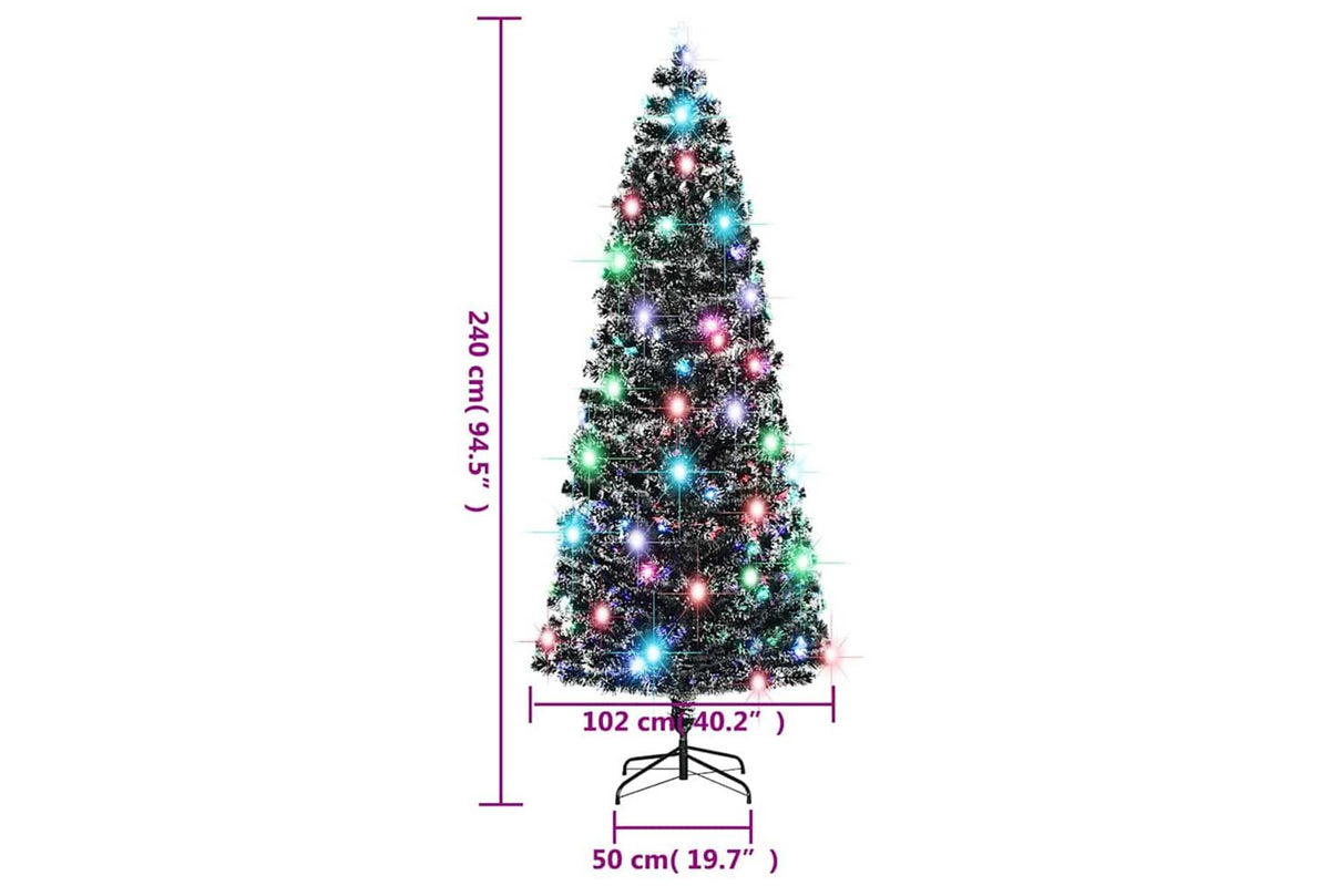 Vidaxl Pre-lit Christmas Tree Green And White 240 Cm Fibre Optic-7