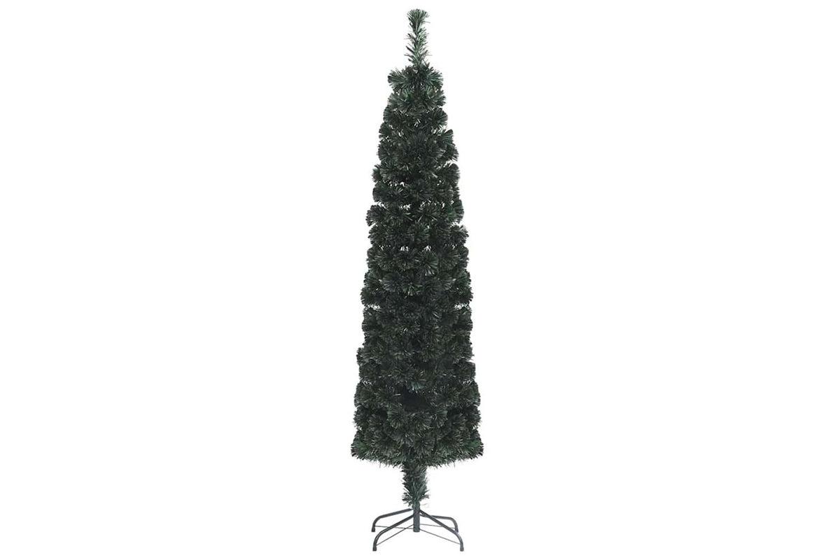Vidaxl Artificial Slim Christmas Tree With Stand 210 Cm Fibre Optic-2