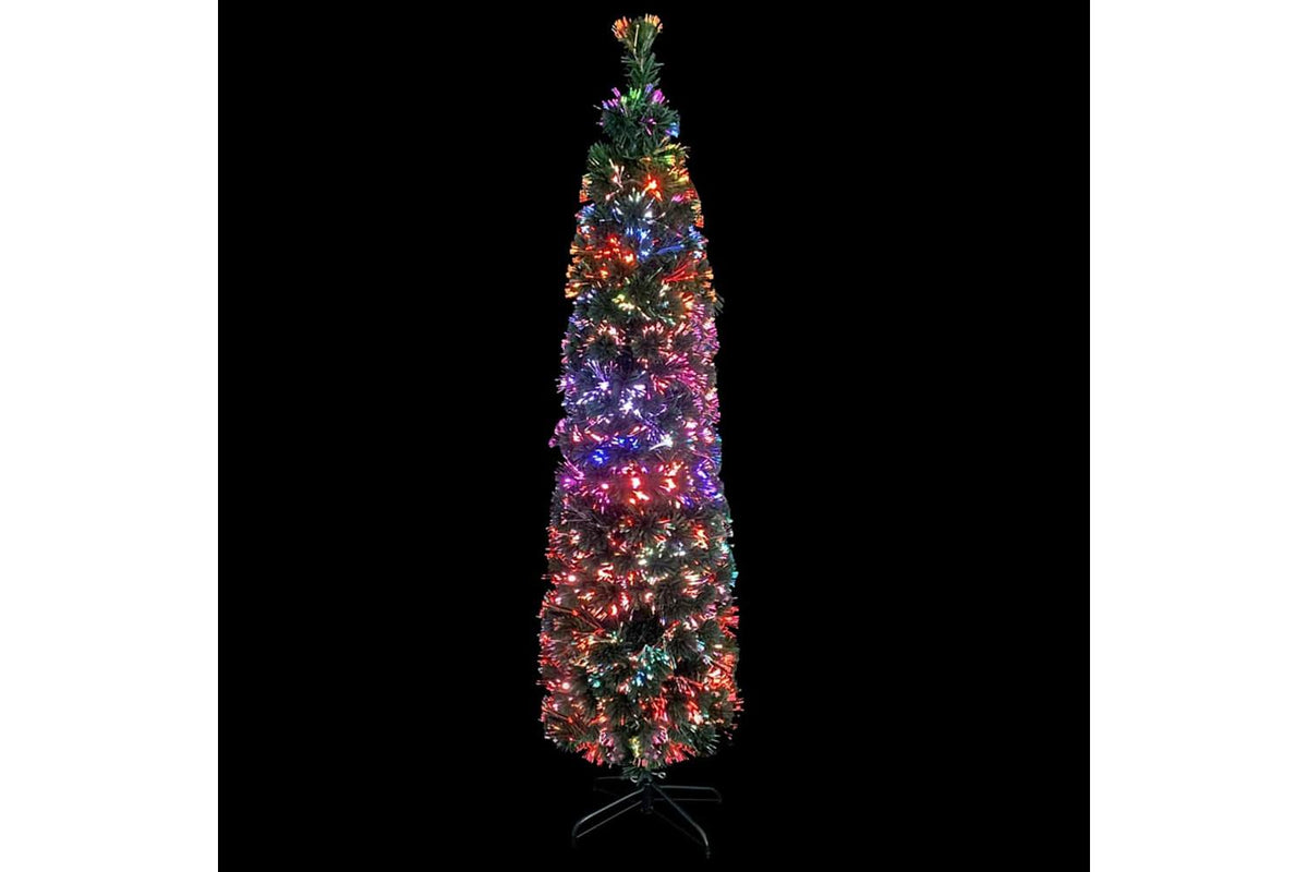 Vidaxl Artificial Slim Christmas Tree With Stand 210 Cm Fibre Optic-3