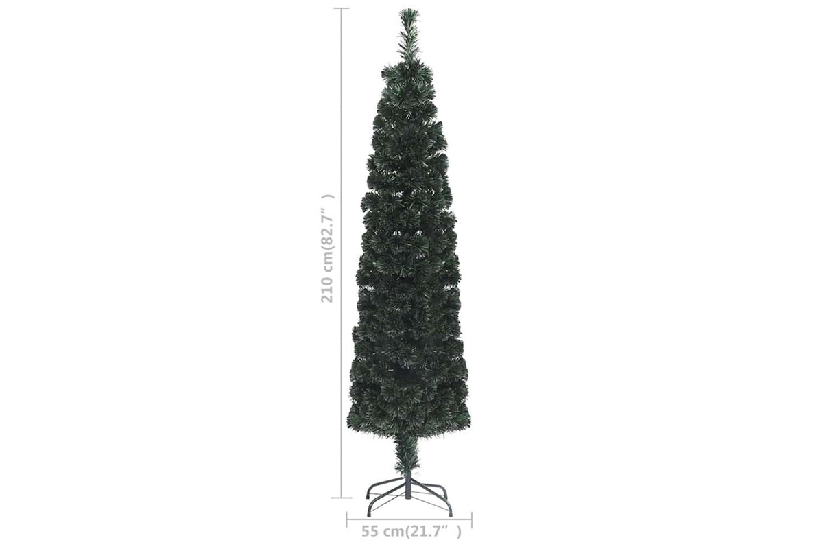 Vidaxl Artificial Slim Christmas Tree With Stand 210 Cm Fibre Optic-9