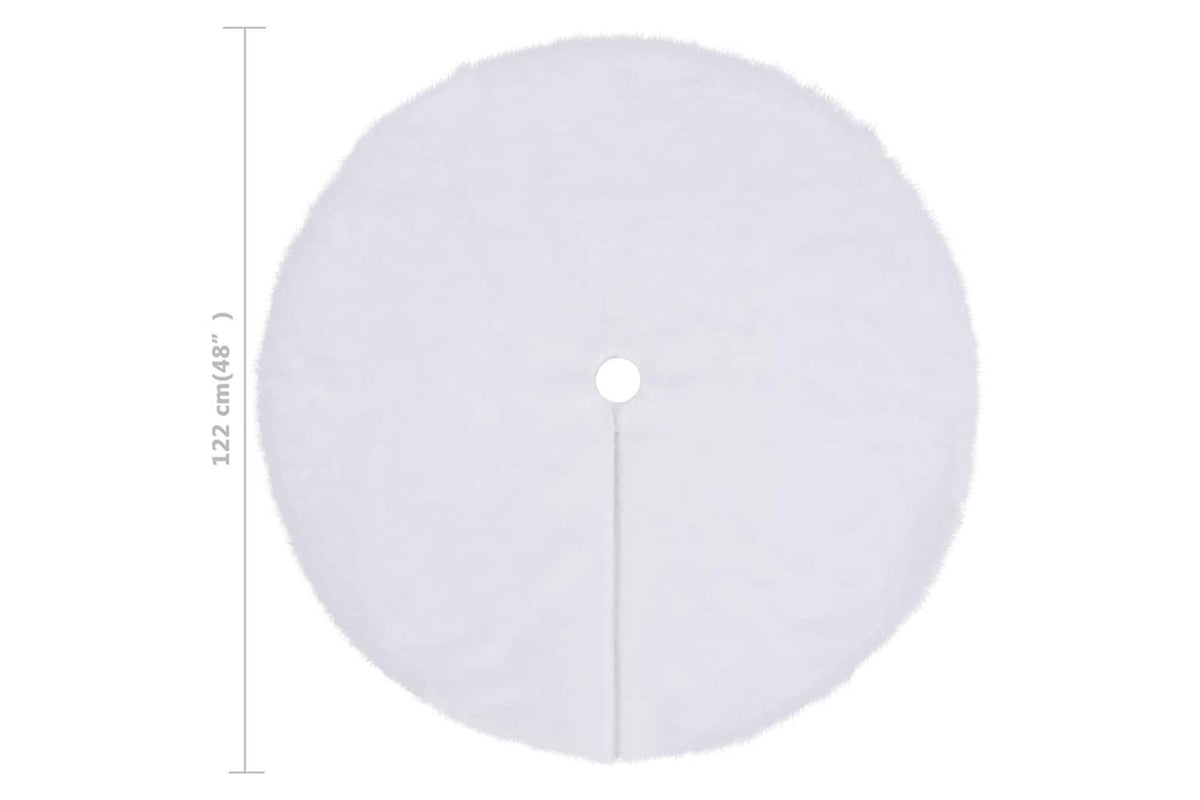 Vidaxl Christmas Tree Skirt White 122 Cm Faux Fur-6