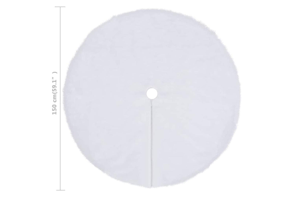 Vidaxl Christmas Tree Skirt White 150 Cm Faux Fur-6