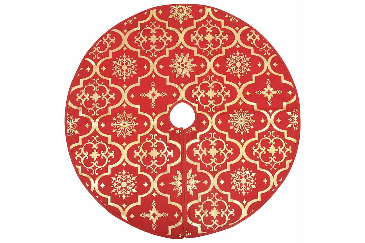 Vidaxl Luxury Christmas Tree Skirt With Sock Red 90 Cm Fabric-3