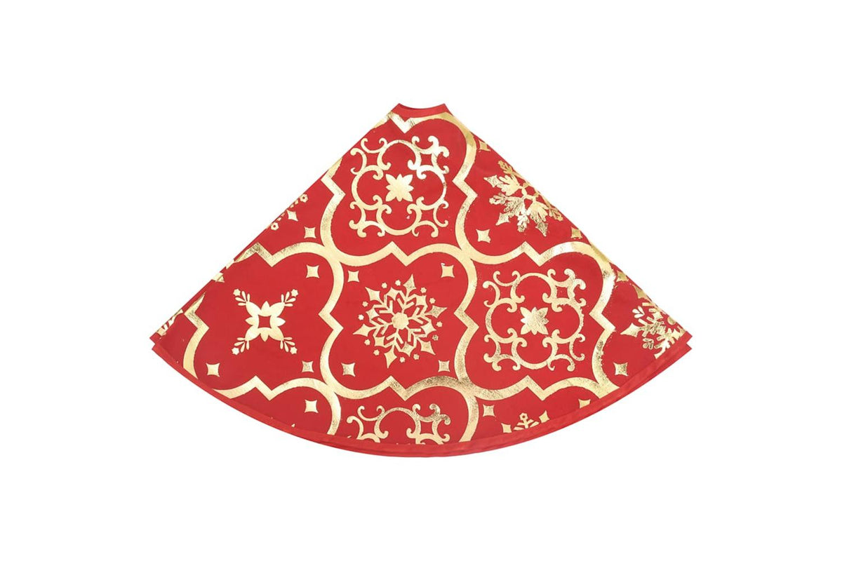 Vidaxl Luxury Christmas Tree Skirt With Sock Red 122 Cm Fabric-5