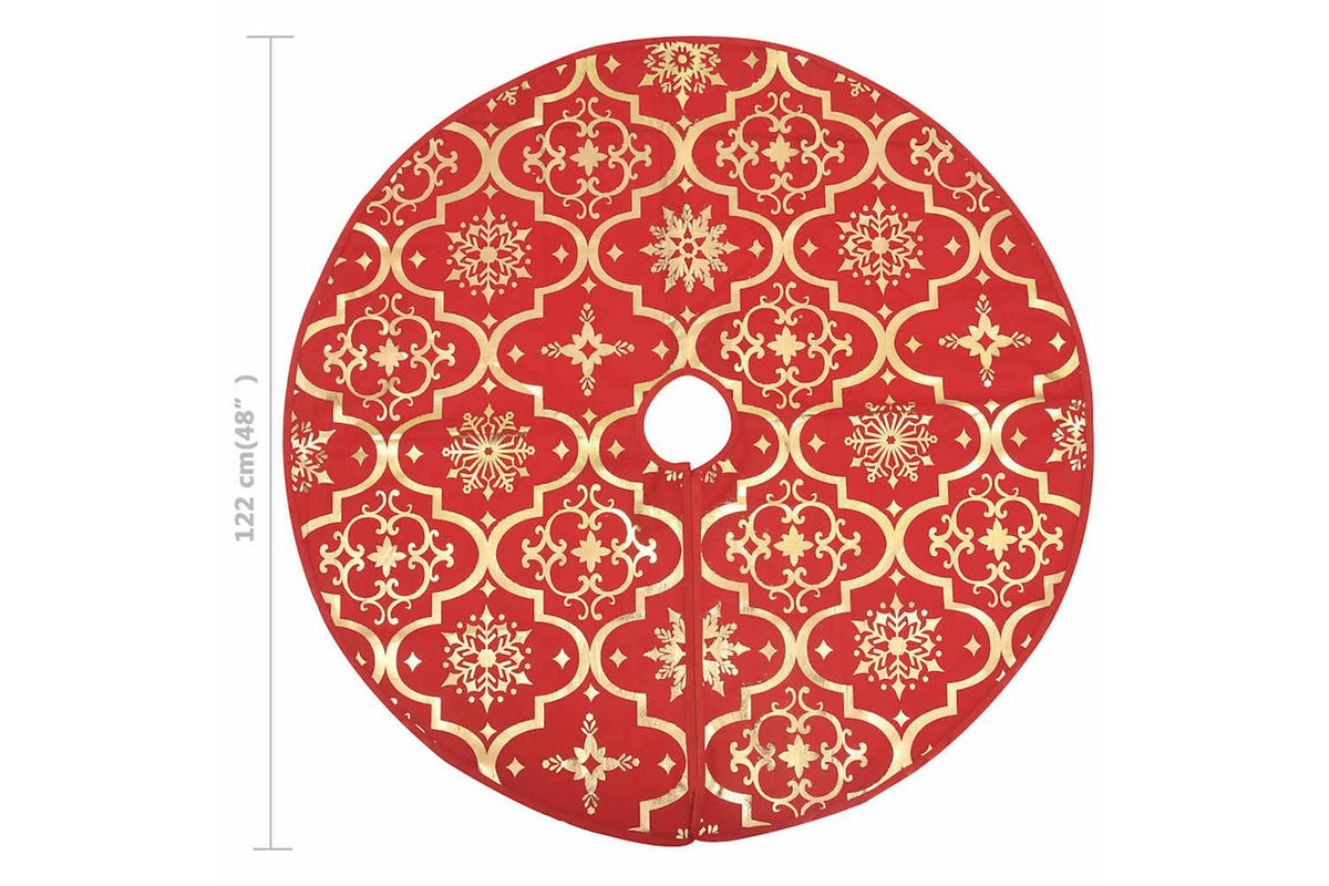 Vidaxl Luxury Christmas Tree Skirt With Sock Red 122 Cm Fabric-8