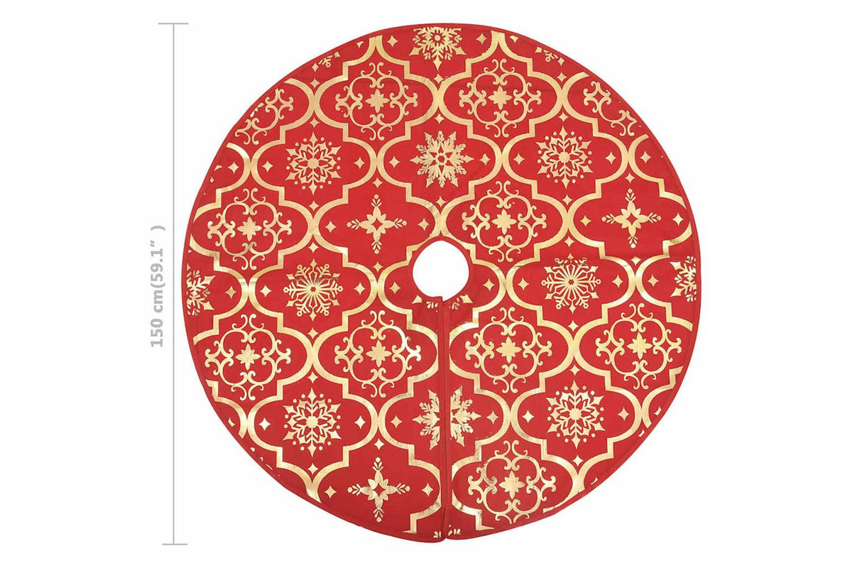 Vidaxl Luxury Christmas Tree Skirt With Sock Red 150 Cm Fabric-8