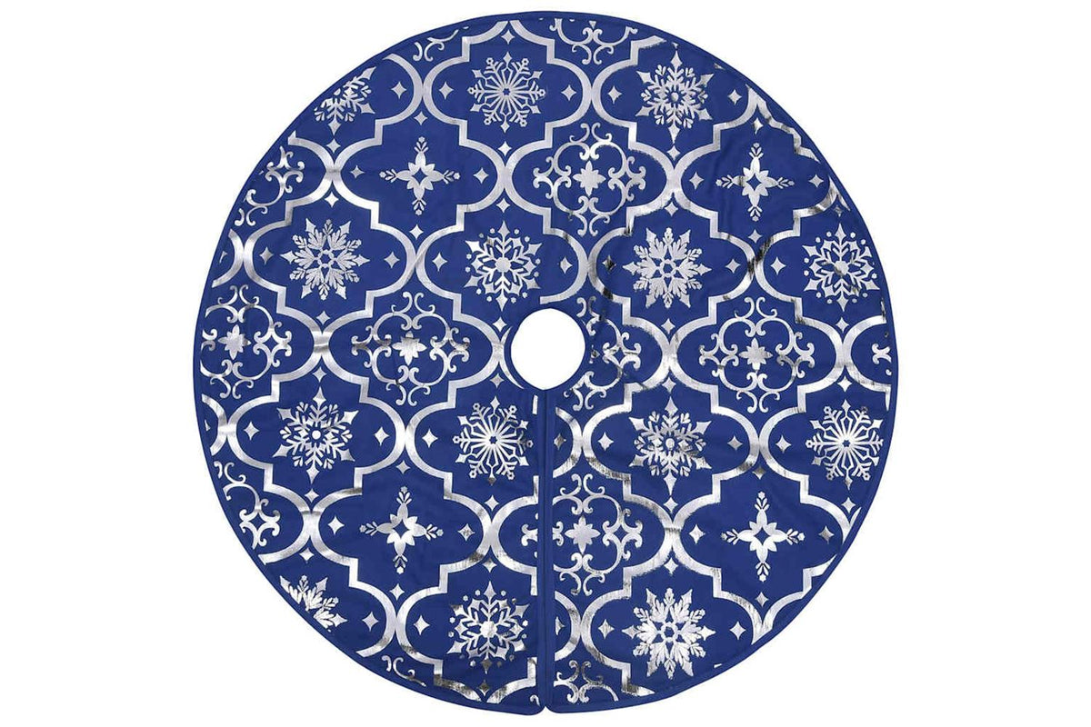 Vidaxl Luxury Christmas Tree Skirt With Sock Blue 90 Cm Fabric-3