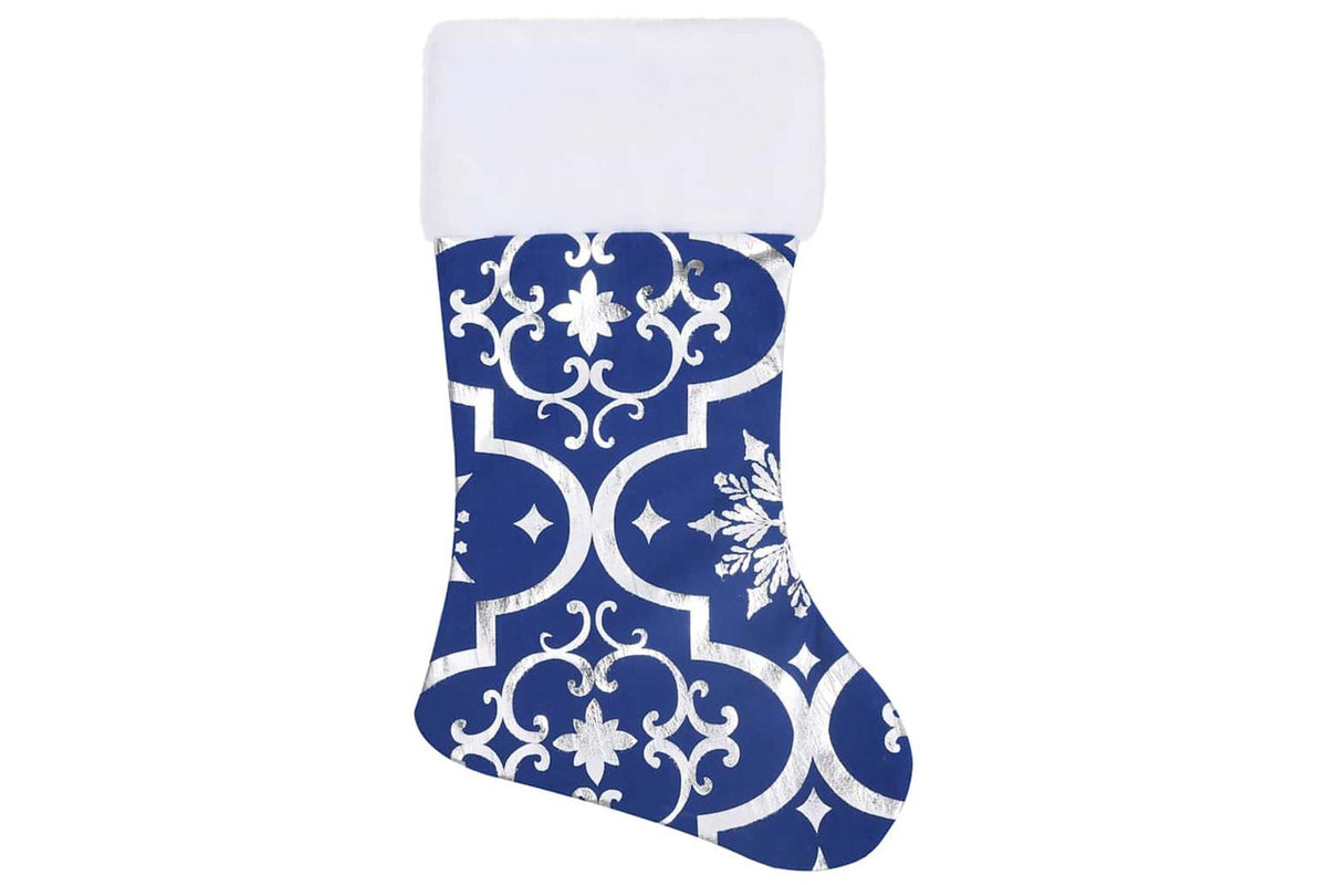 Vidaxl Luxury Christmas Tree Skirt With Sock Blue 122 Cm Fabric-4