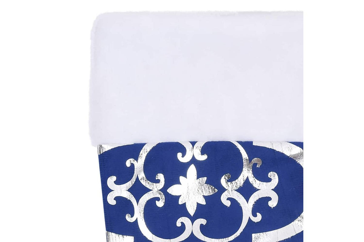 Vidaxl Luxury Christmas Tree Skirt With Sock Blue 122 Cm Fabric-7